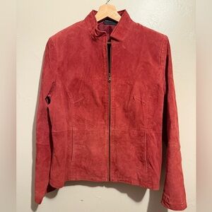 Relativity Vtg Women's Red Rust Suede Bomber Jacket Y2K Genuine Leather Large